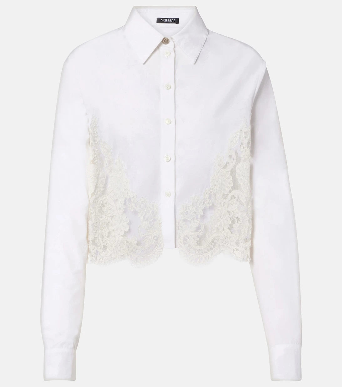 Versace - Lace-trimmed cotton poplin shirt