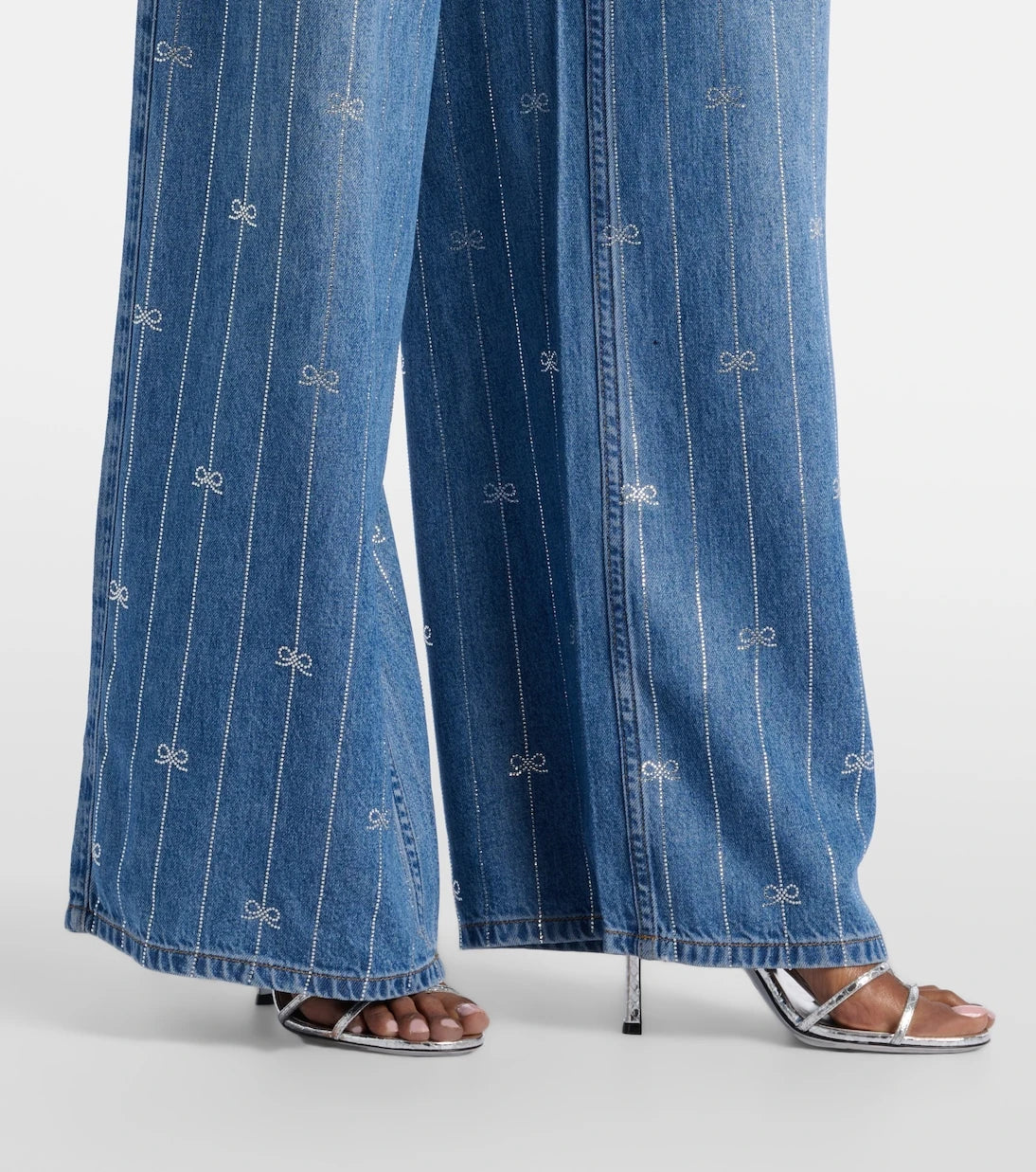 Self-Portrait - Striped wide-leg jeans