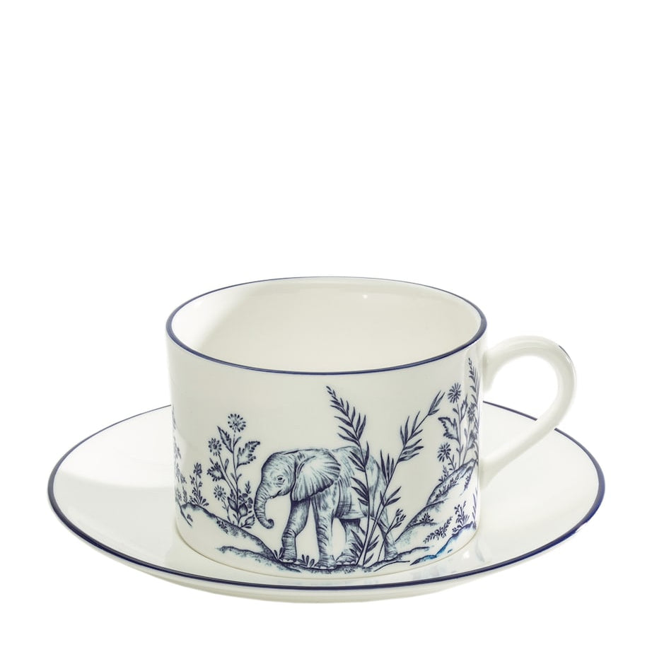 Halcyon Days x Nina Campbell Serengeti Teacup and Saucer