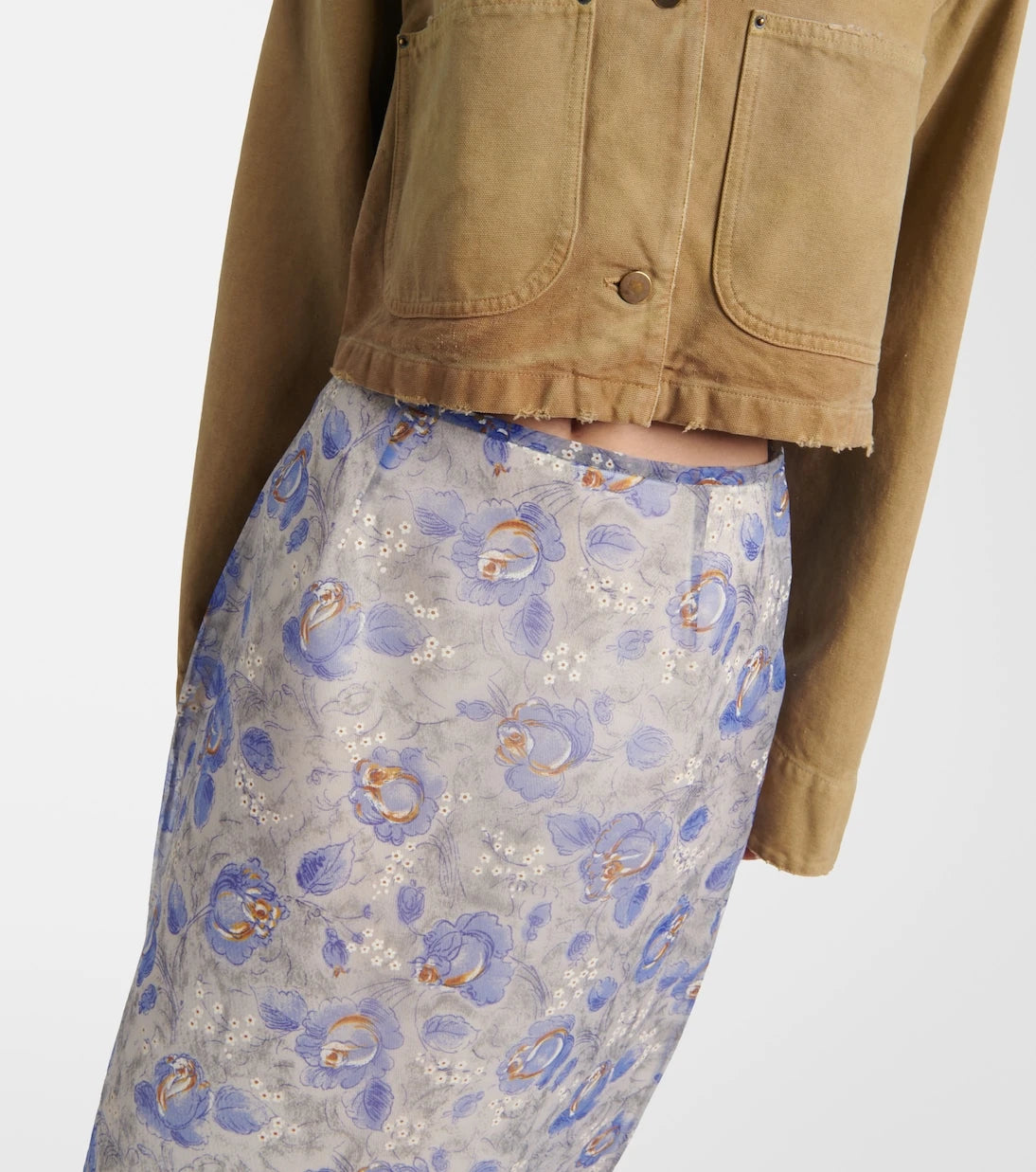 Prada - Floral sheer chiffon pencil skirt