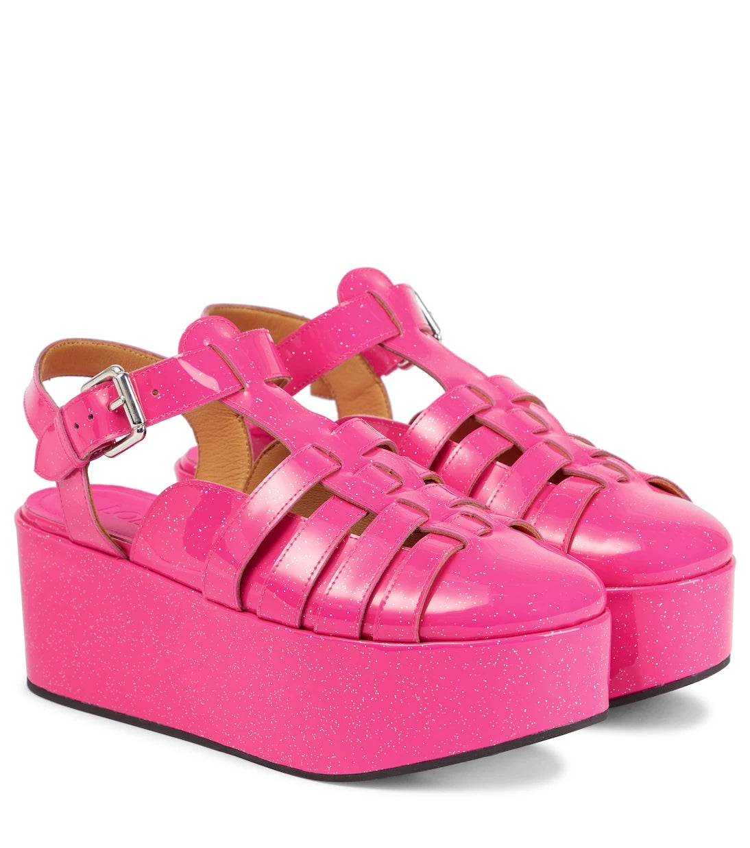 Loewe - Glitter patent leather platform sandals