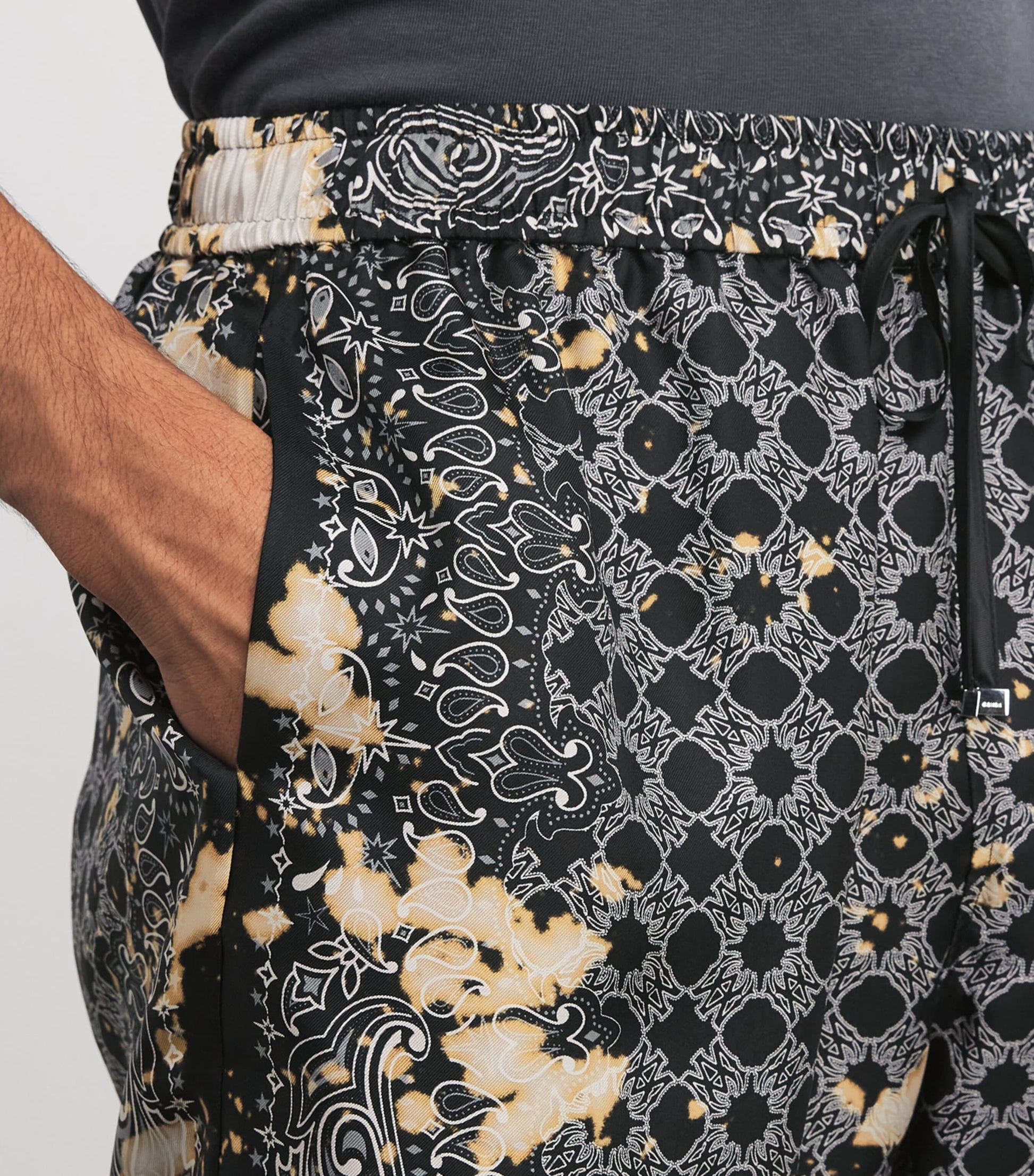 AMIRI Silk Bleached Bandana Print Shorts