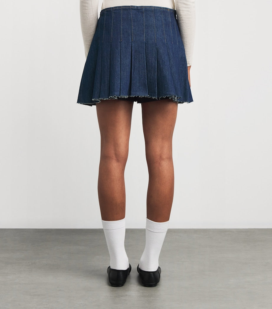 Stretch Denim Mini Skorts NAVY