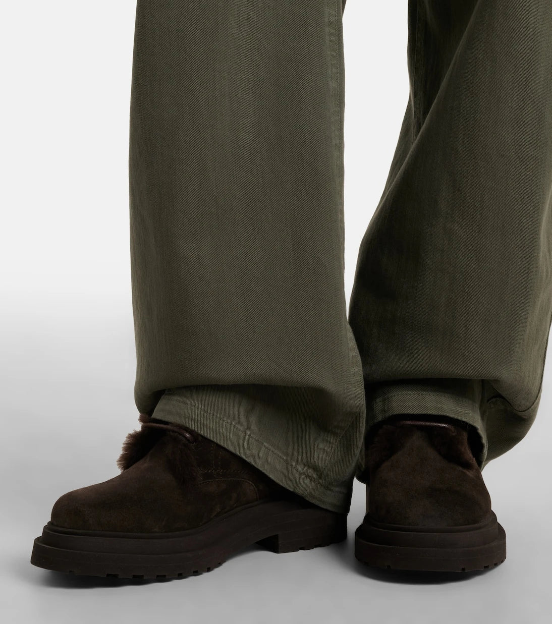 Brunello Cucinelli - Monili shearling-trimmed suede lace-up boots