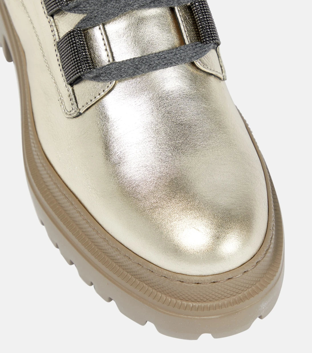 Brunello Cucinelli - Metallic leather lace-up boots