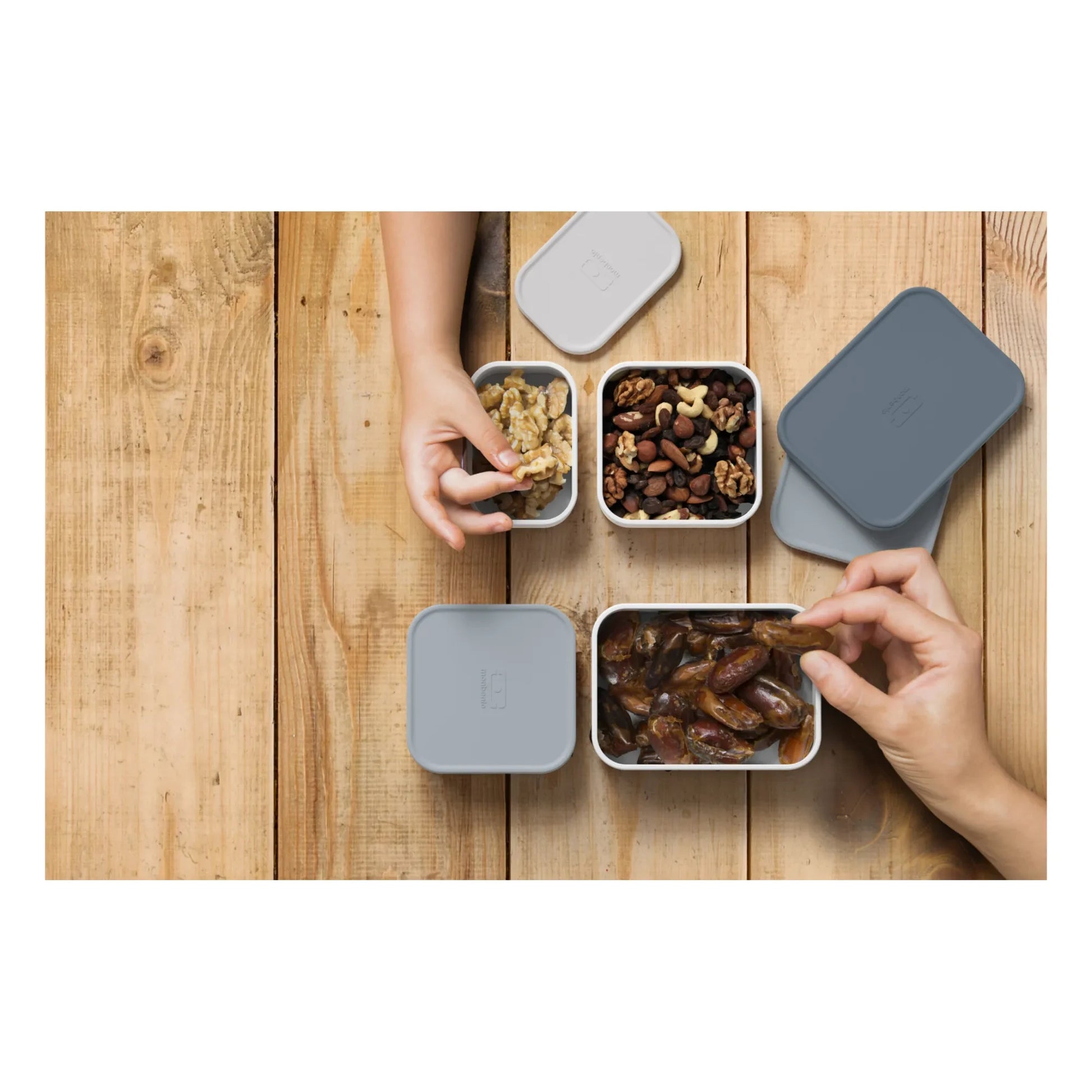 Monbento - MB Extra Compartment Boxes for Bento - Set of 4 | Grey