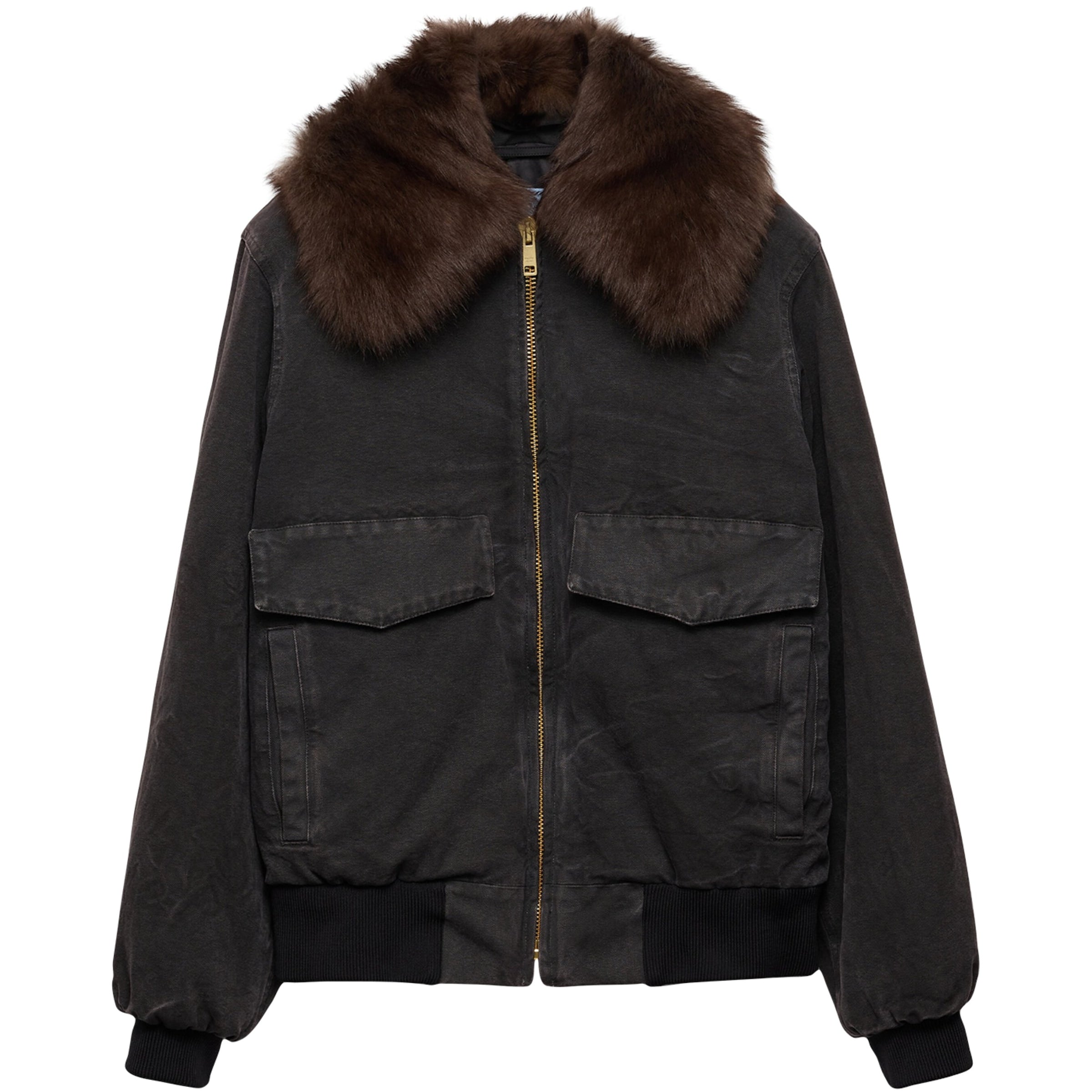 Prada Black Fur-Collar Blouson Jacket