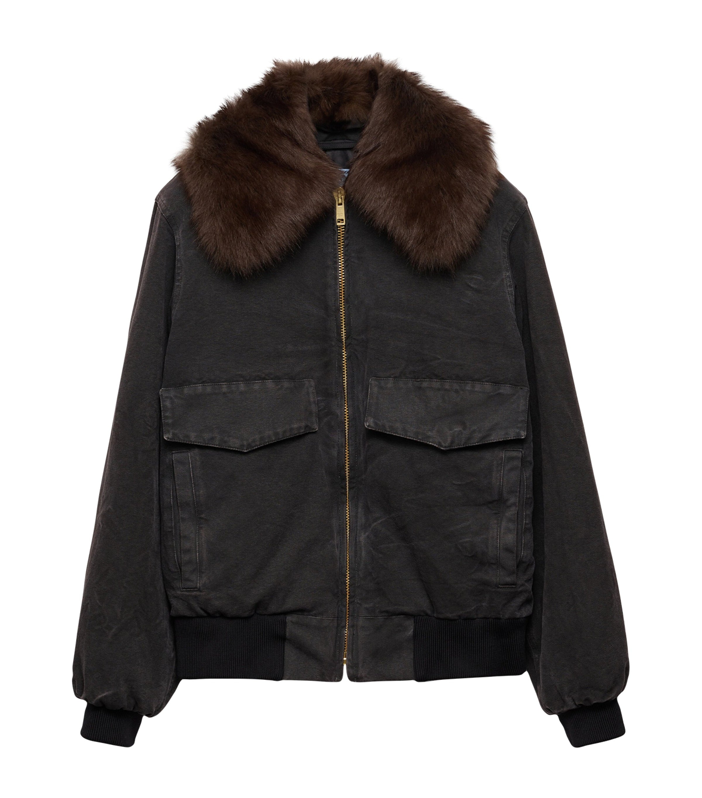 Prada Black Fur-Collar Blouson Jacket