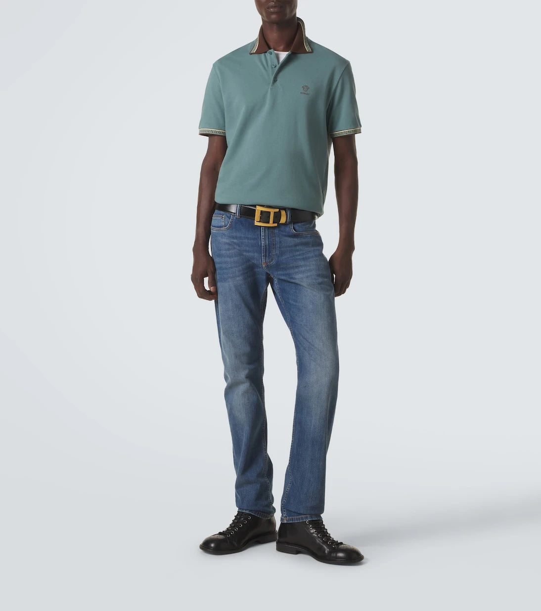 Versace - Greca cotton piqué polo shirt