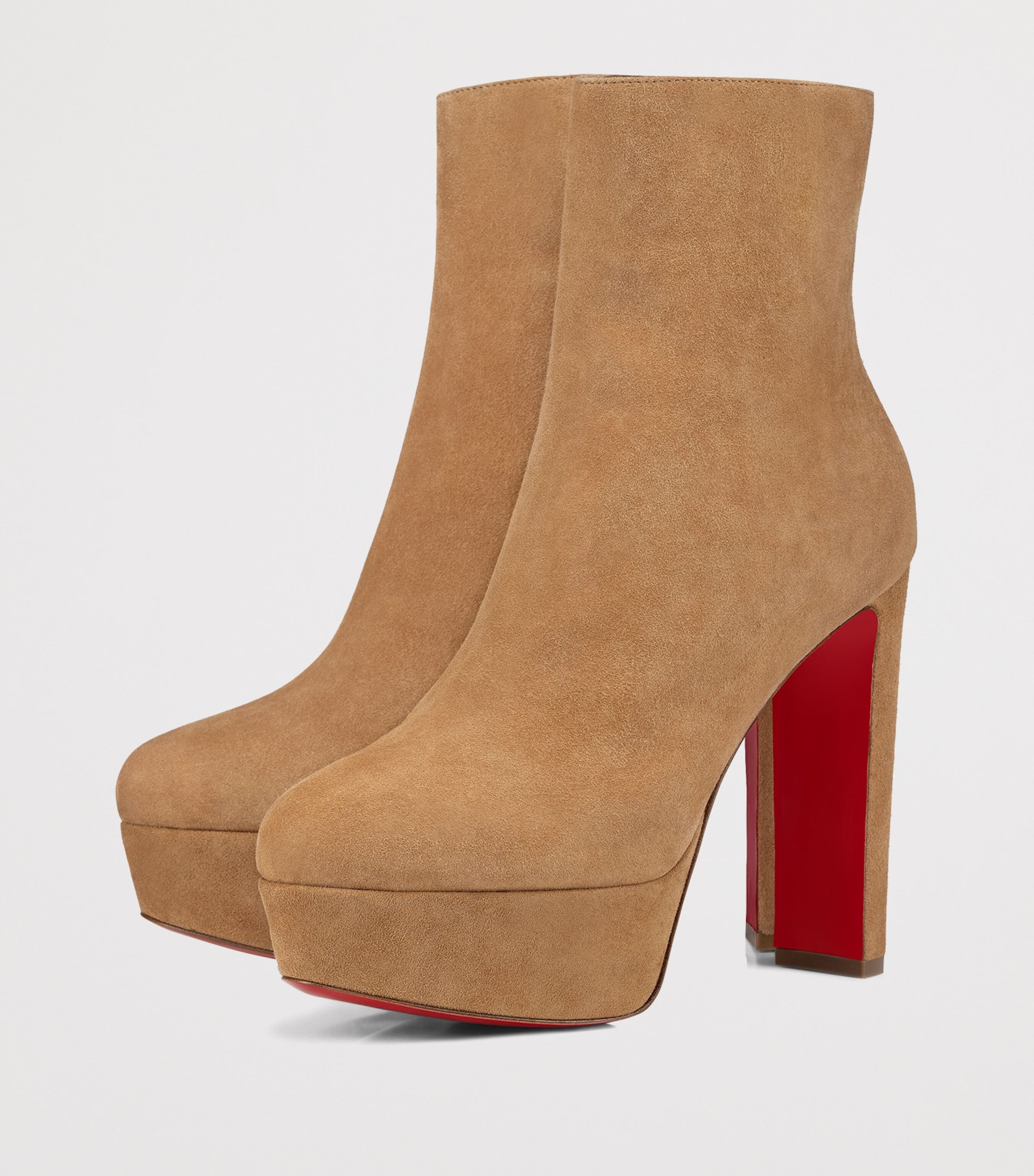Christian Louboutin Red Loo Booty Suede Platform Boots 130