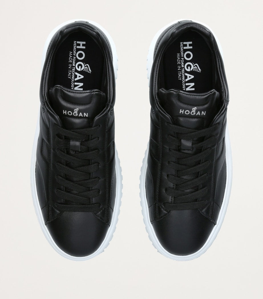 Leather H-Stripes Tread Sneakers BLK/WHITE