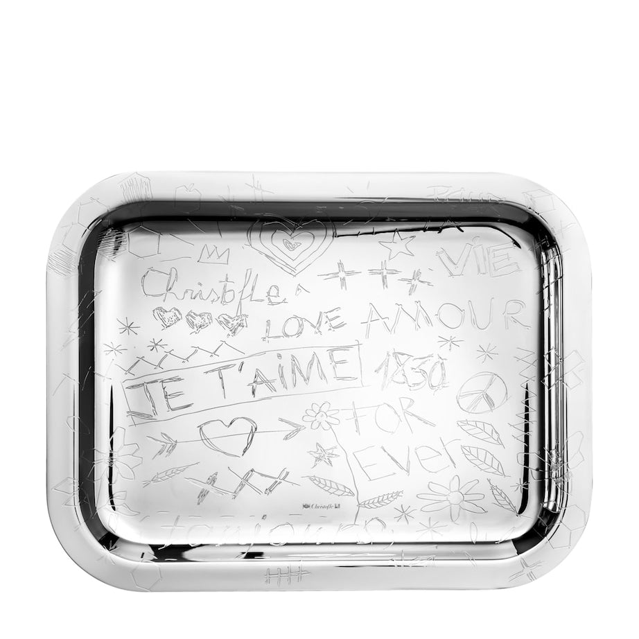 Silver-Plated Graffiti Tray (26cm x 20cm)