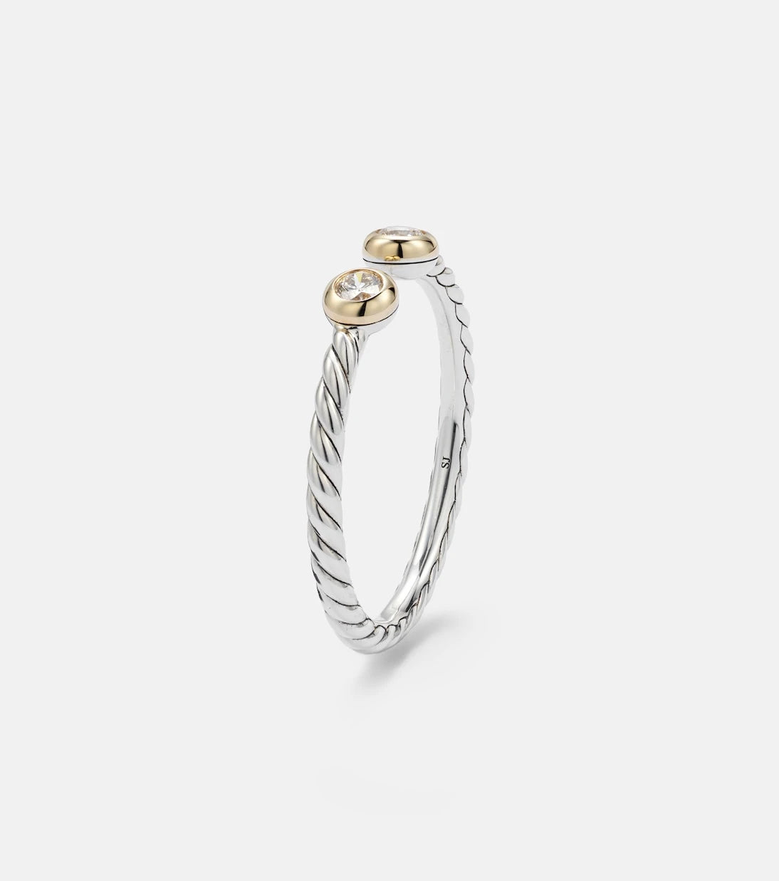 David Yurman - Cable Open sterling silver and 14kt gold ring with diamonds