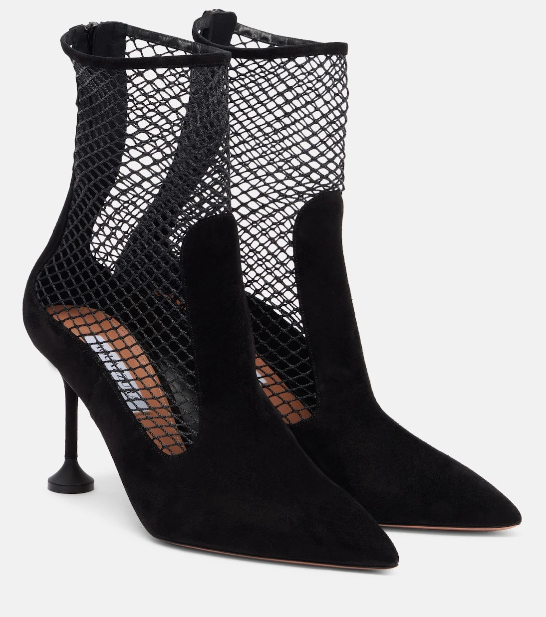 Aquazzura - Dawn 85 suede and mesh ankle boots