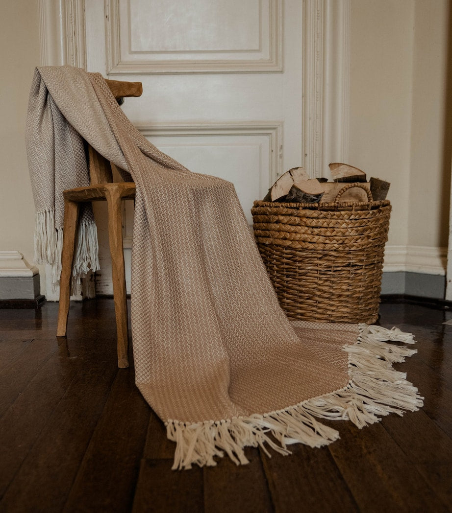 Alpaca-Blend Woodland Inkcap Throw (150cm x 230cm)