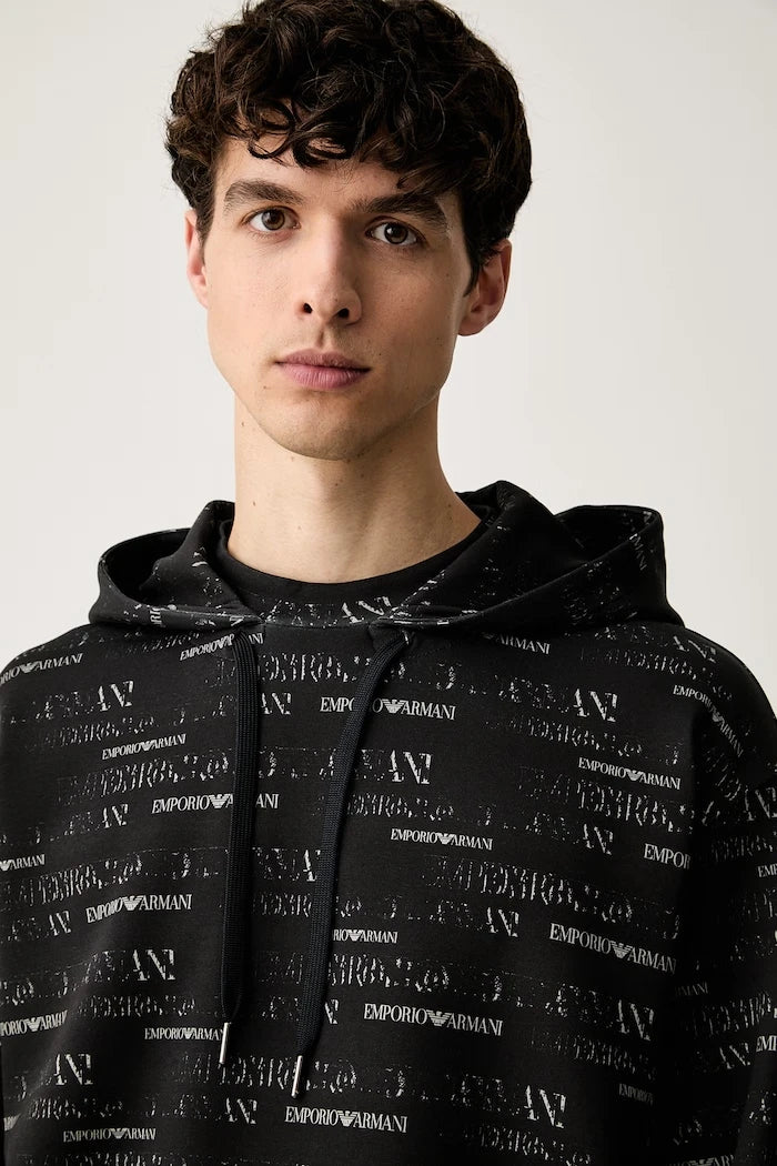 Emporio Armani kapüşonlu erkek pamuklu sweatshirt