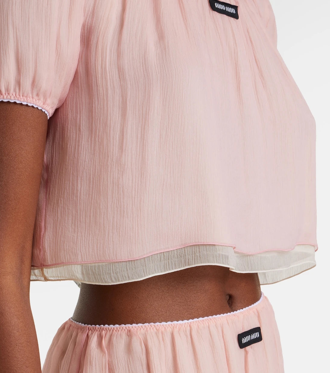 Miu Miu - Layered silk chiffon crop top