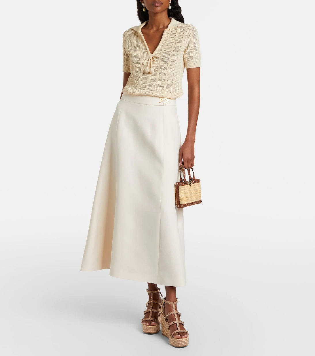 Valentino Garavani - Rockstud leather wedge sandals