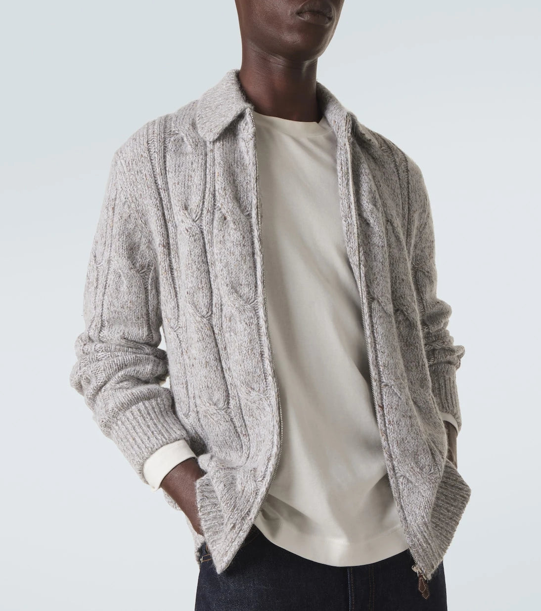 Eleventy - Wool, alpaca and silk-blend zip-up cardigan