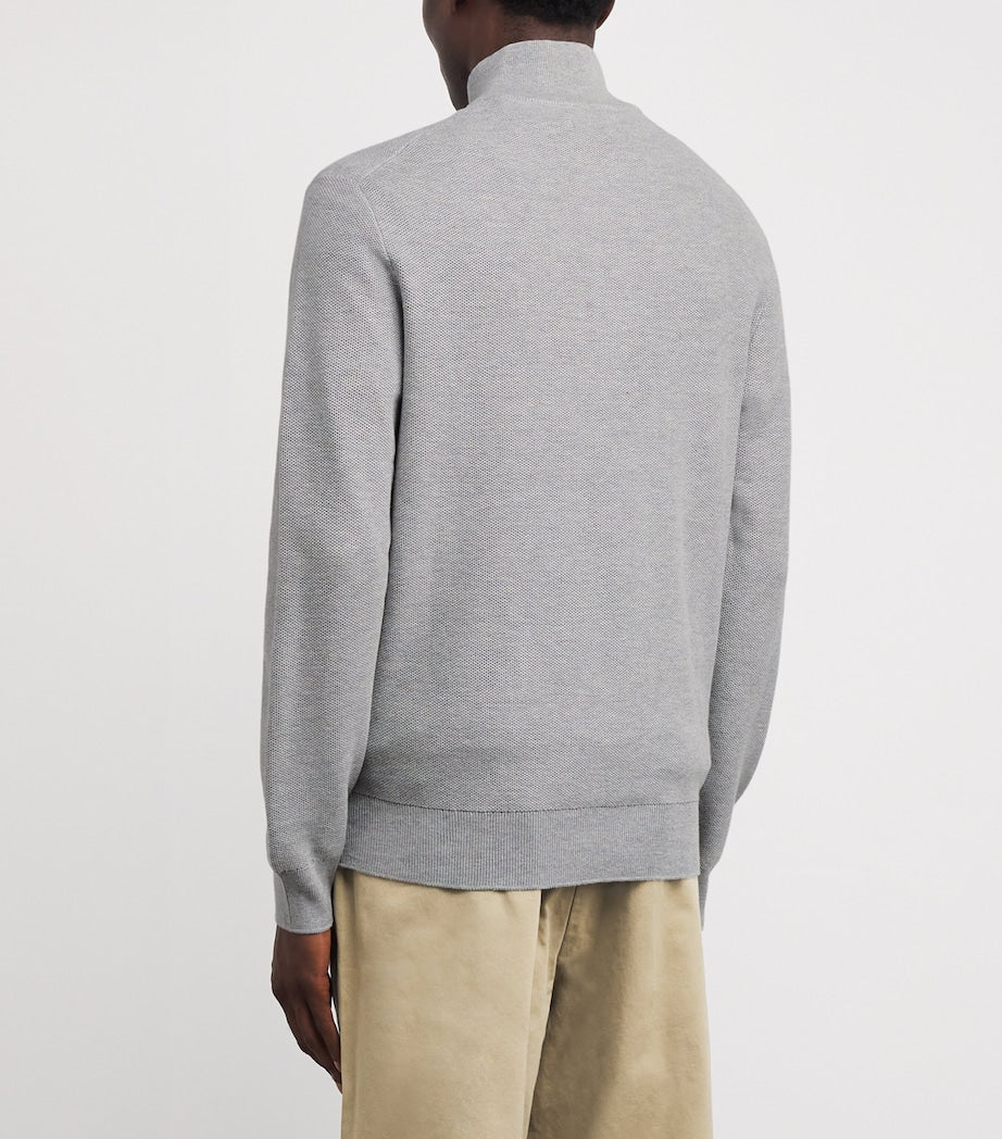 Polo Ralph Lauren Grey Cotton Half-Zip Sweater