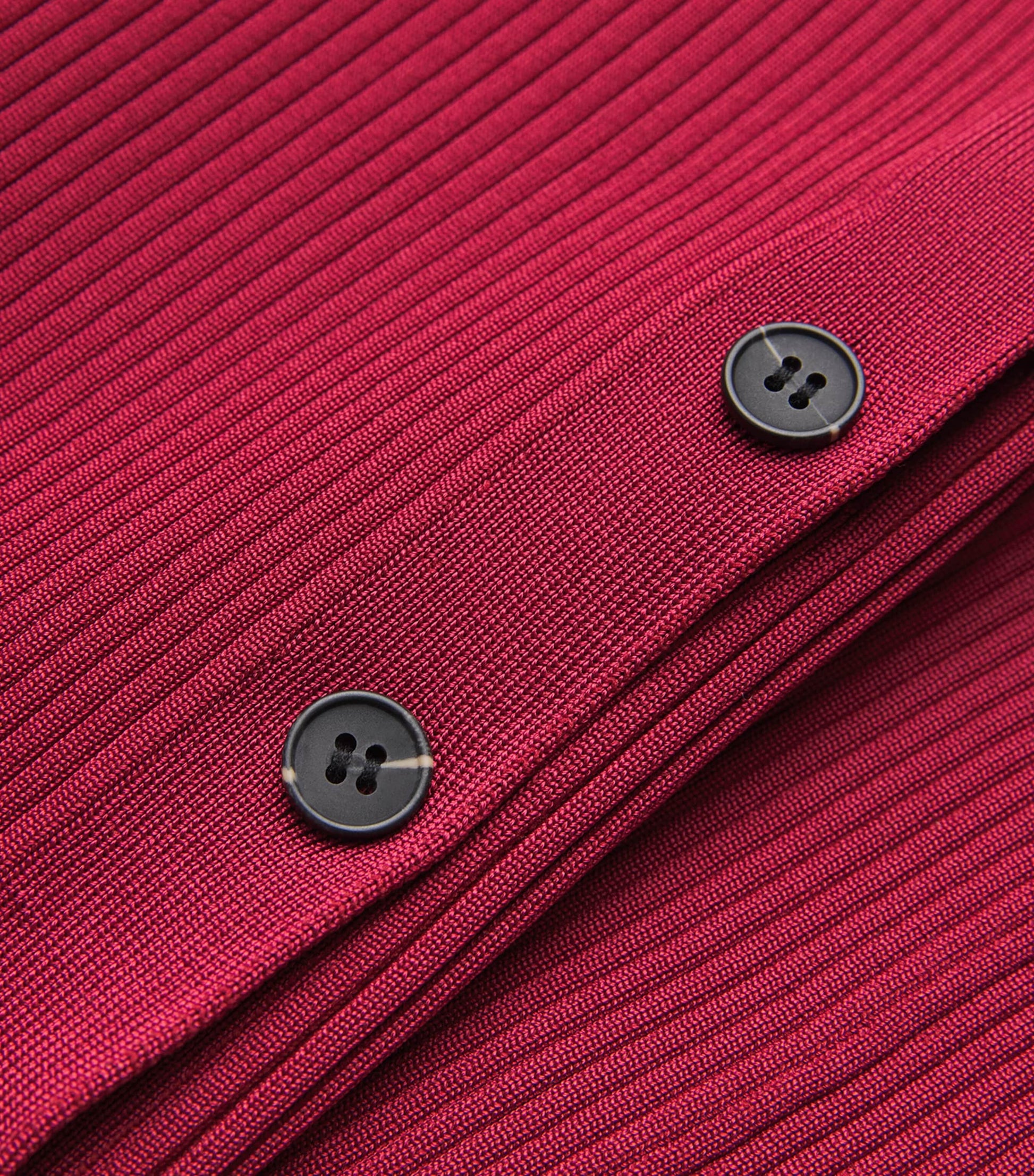 Self-Portrait Burgundy Button-Detail Midi Dress