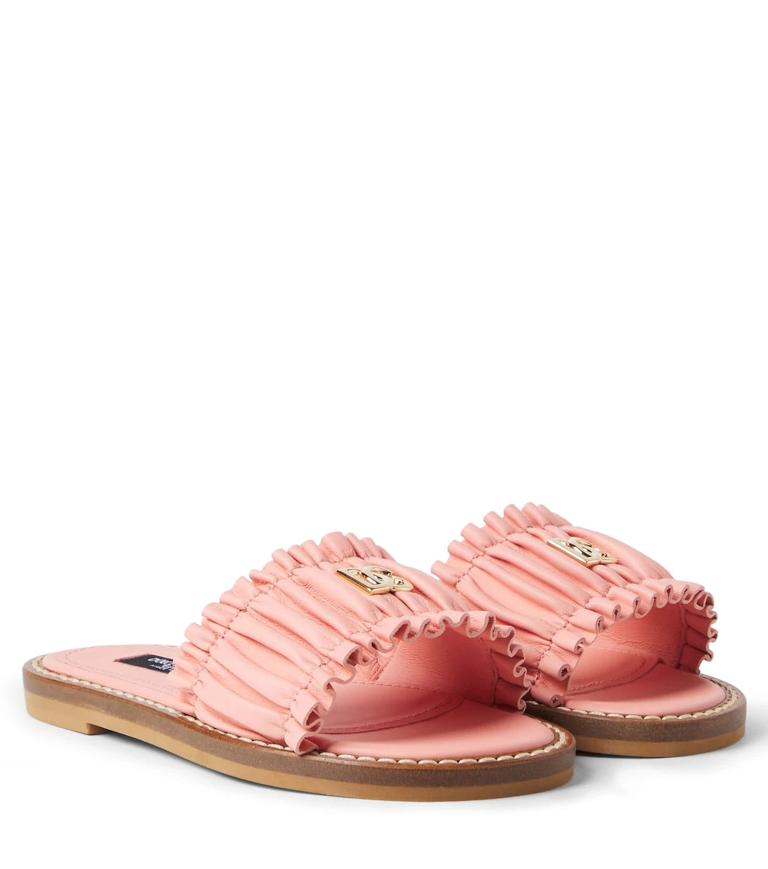 Dolce&Gabbana Kids - DG ruched leather slides
