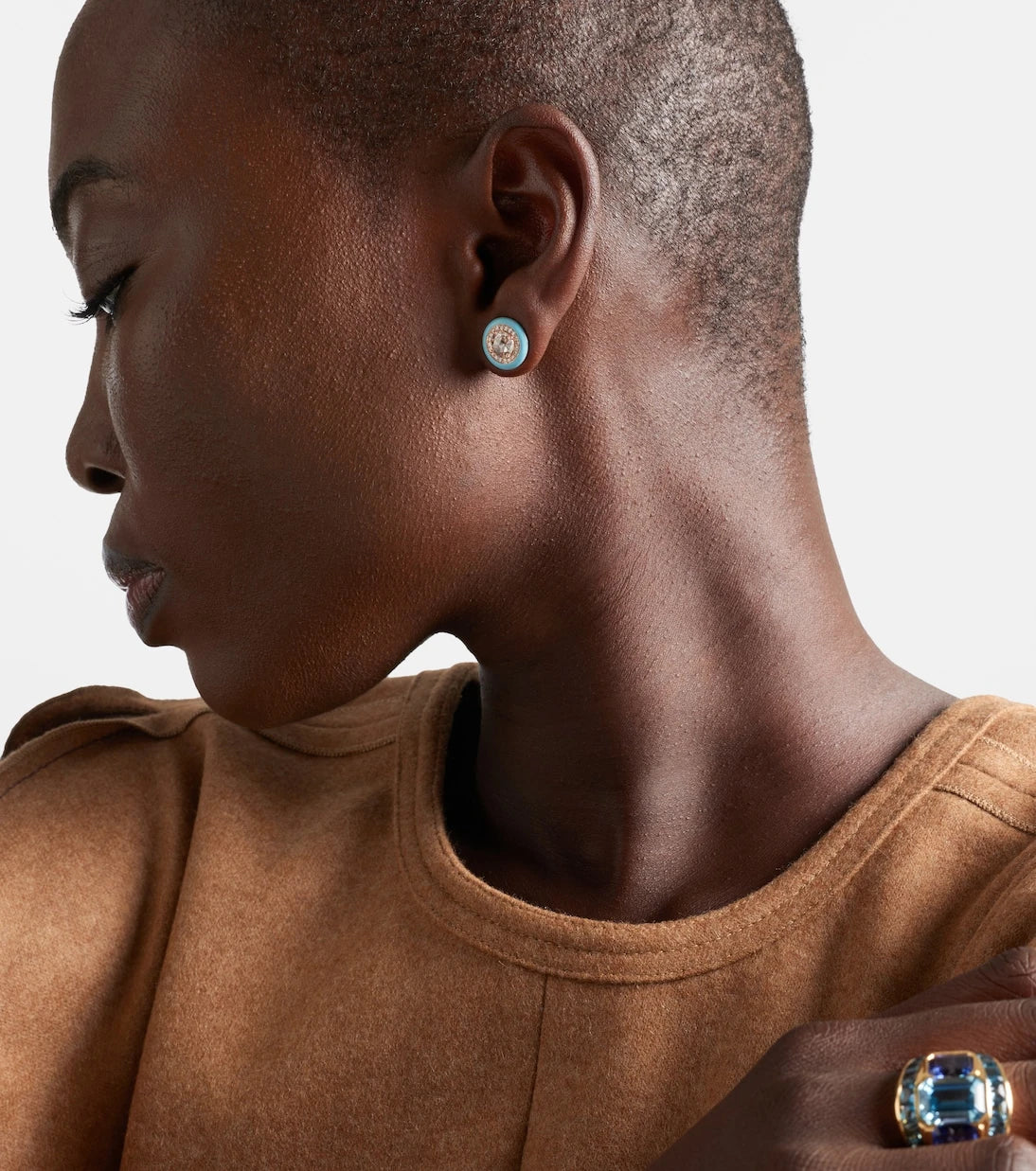 Kamyen - 18kt rose gold and enamel earrings with diamonds