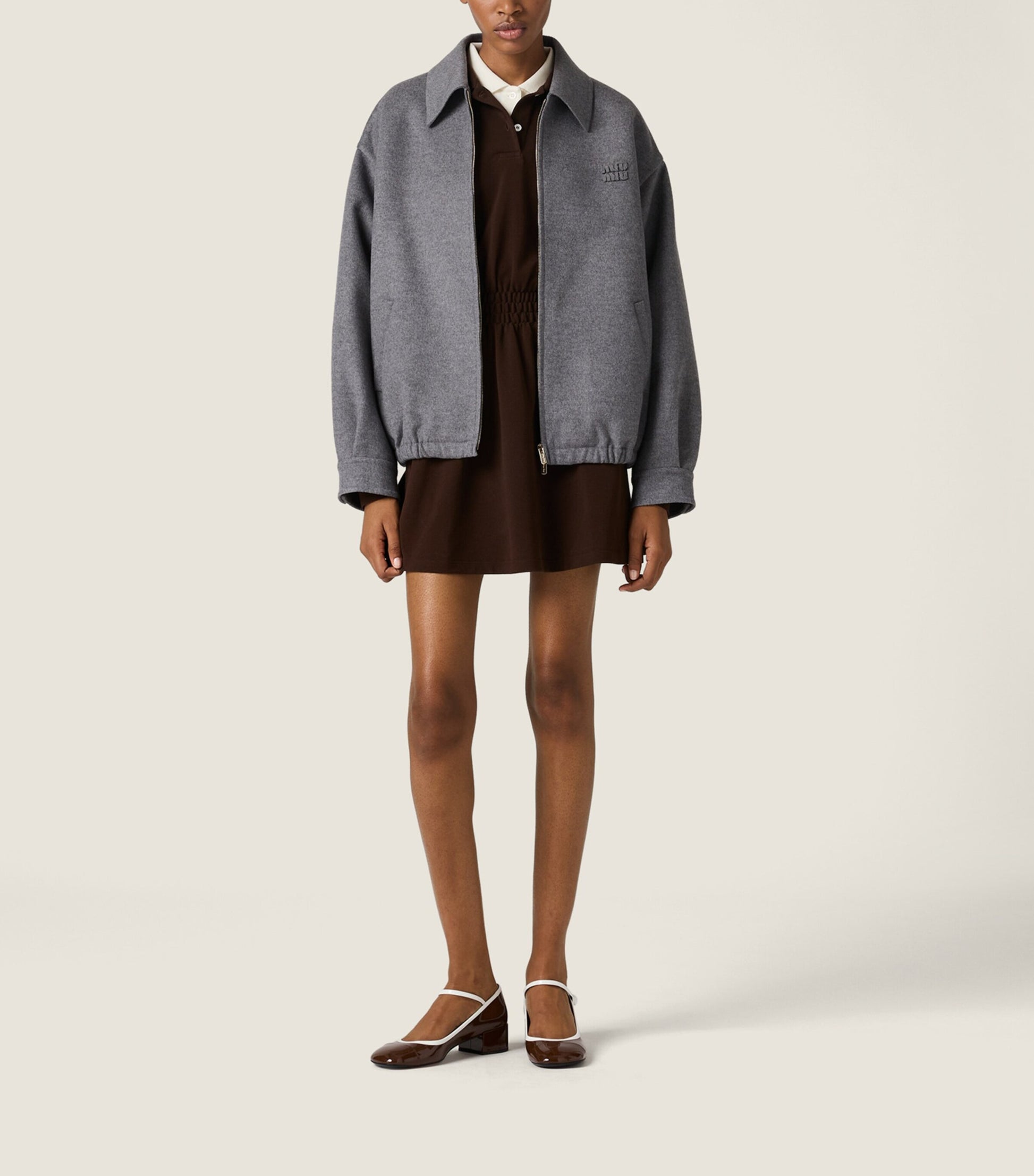 Miu Miu Grey Wool-Cashmere Shirt Jacket
