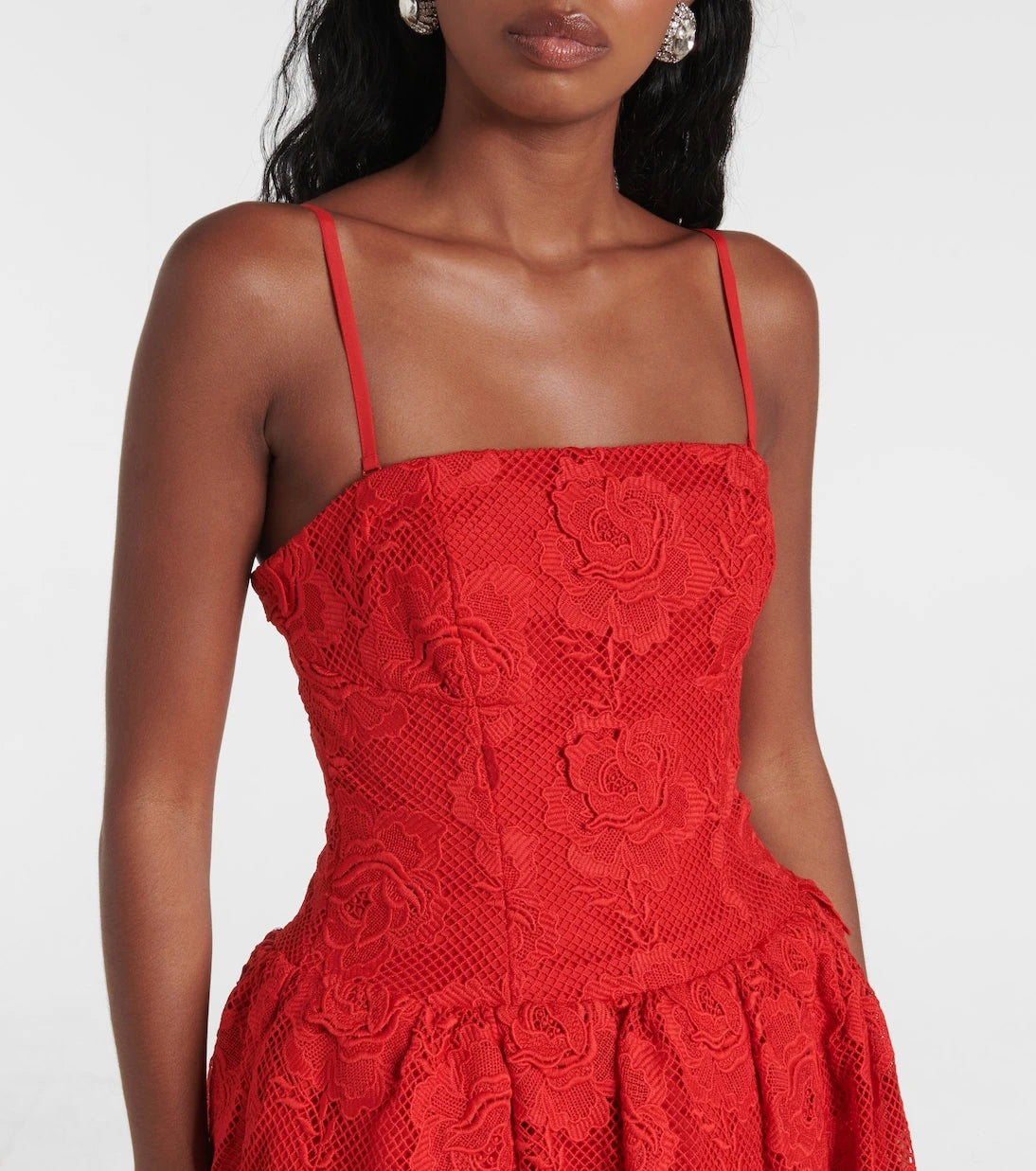 Self-Portrait - Strapless lace midi dress