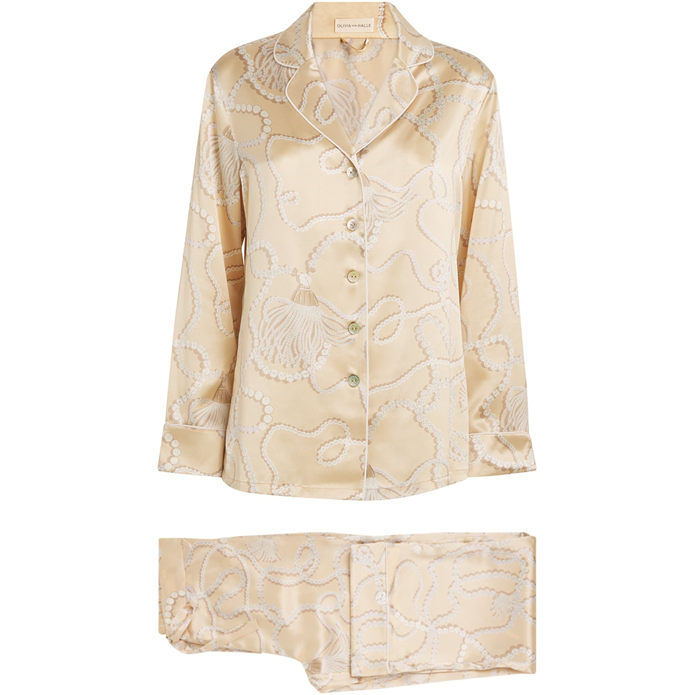 Silk Pearl Print Lila Pyjama Set