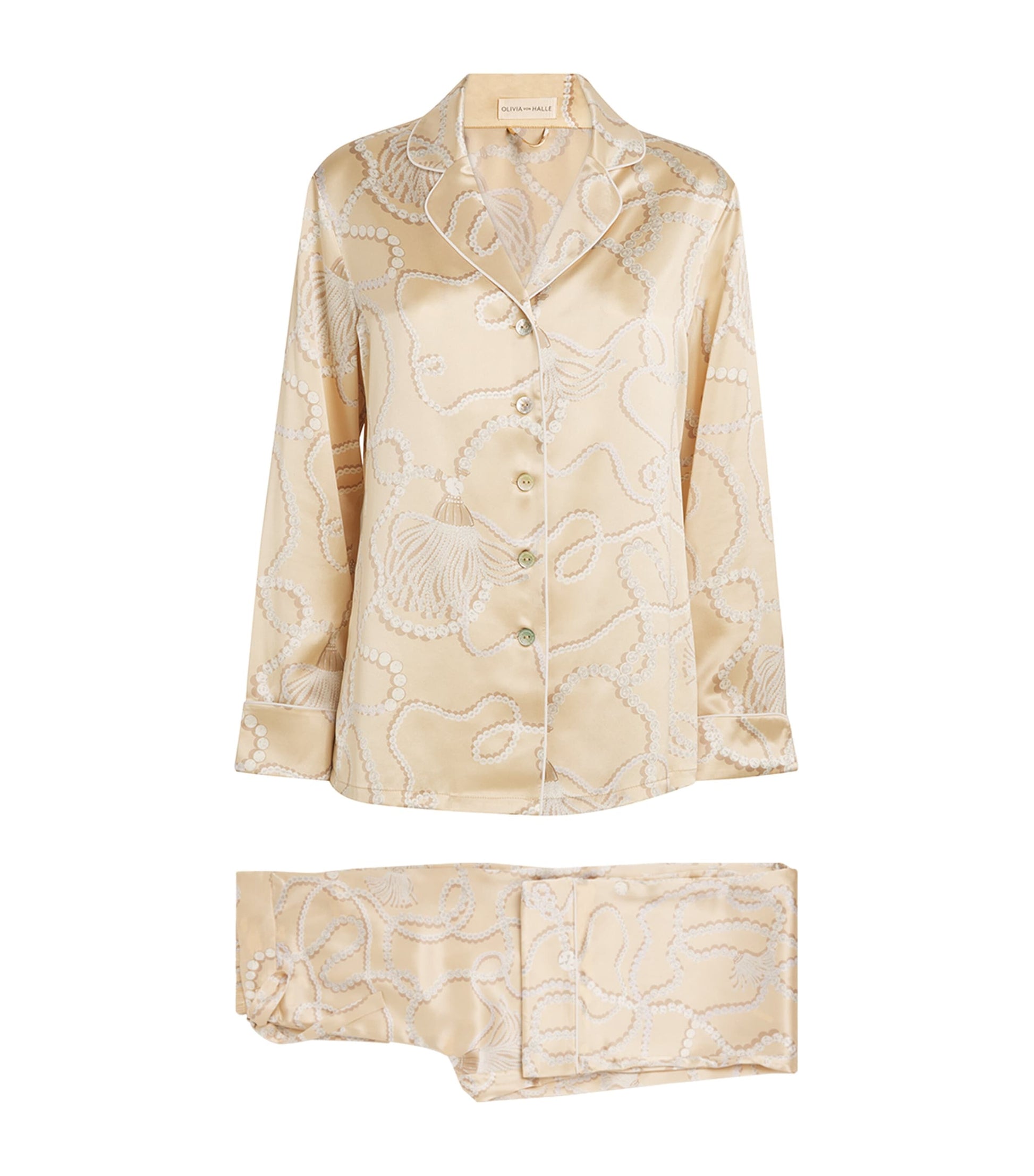 Silk Pearl Print Lila Pyjama Set