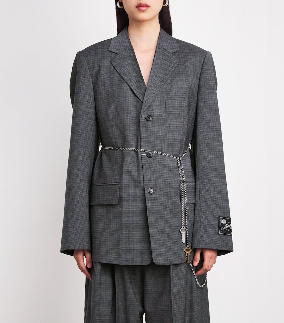 Wool-Blend Chain-Detail Blazer