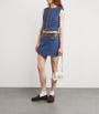 Sandro Paris Blue Denim Contrast-Trim Skirt