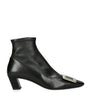 Roger Vivier Black Leather Stretch Belle Vivier Ankle Boots 45