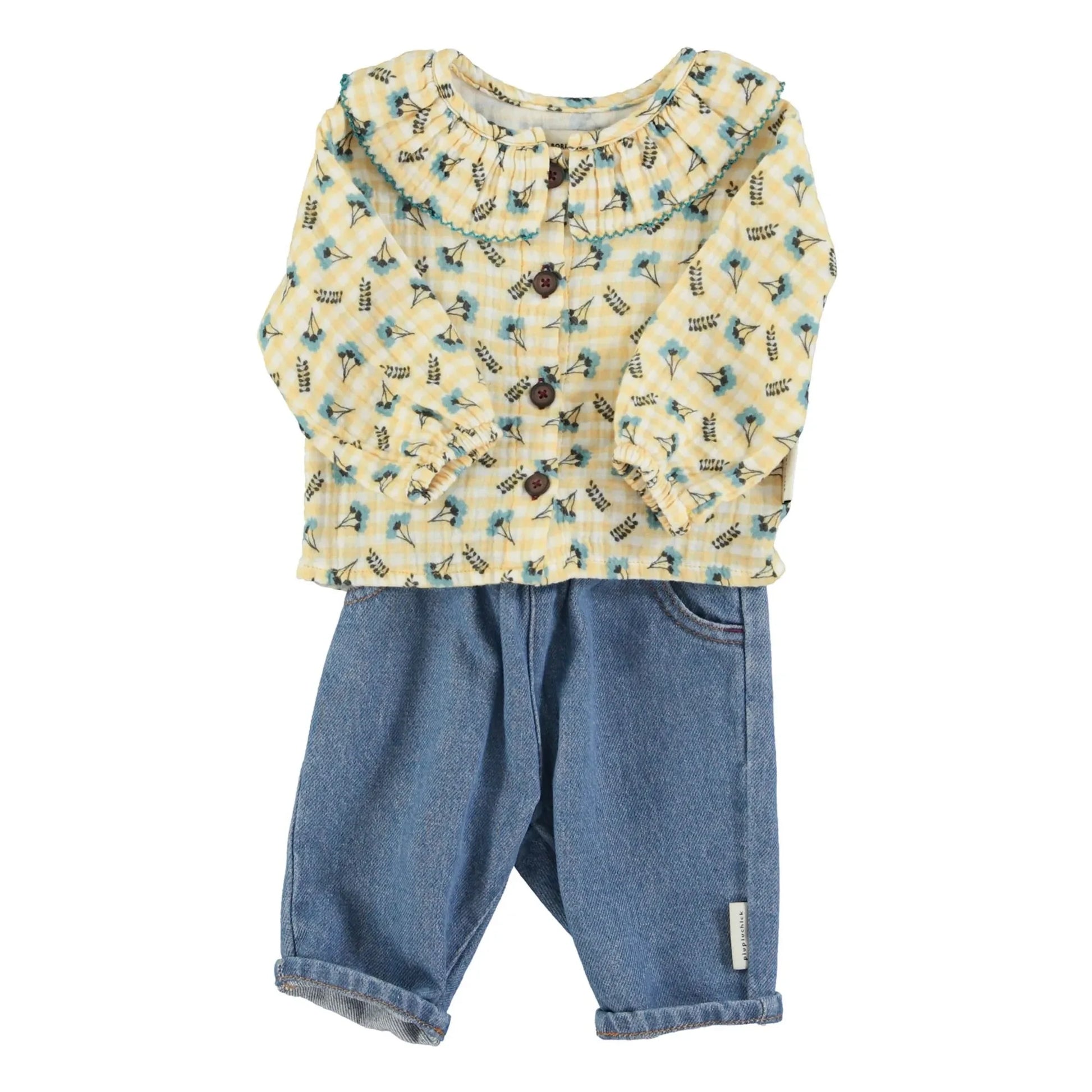Piupiuchick - Blouse Col Claudine Flowers | Yellow