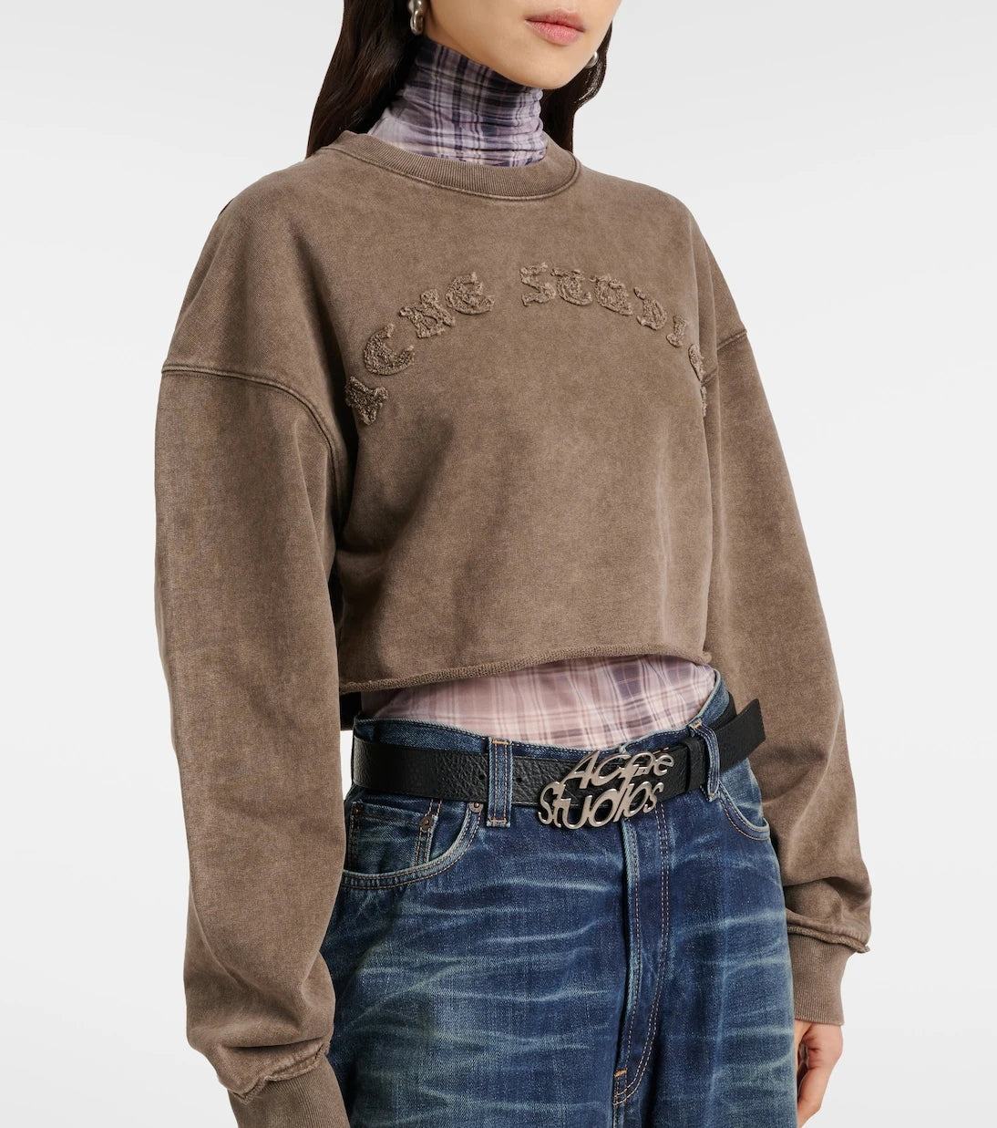 Acne Studios - سويتشيرت بشعار العلامة من القطن الجيرسيه بقصّة قصيرة