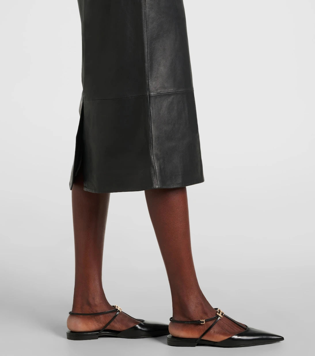 Yves Salomon - Leather midi skirt