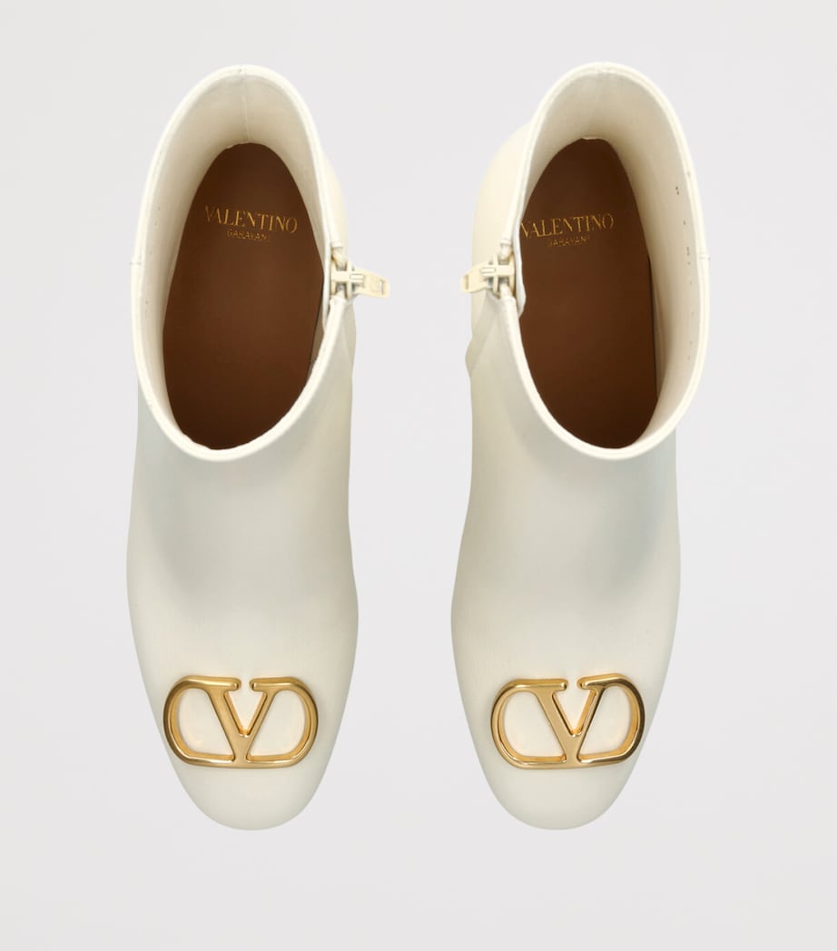 Valentino Garavani Beige Leather Signature VLogo Ankle Boots 55