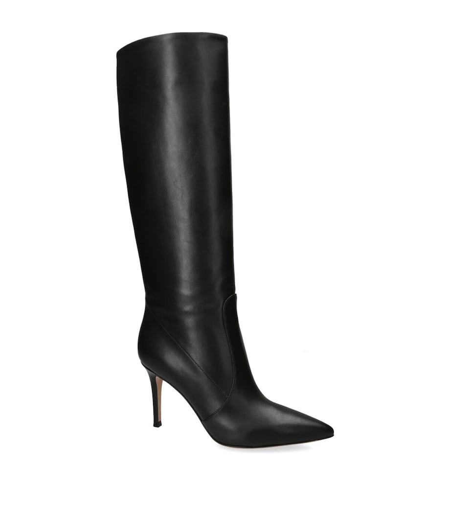 Gianvito Rossi Black Leather Hansen Knee-High Boots 85