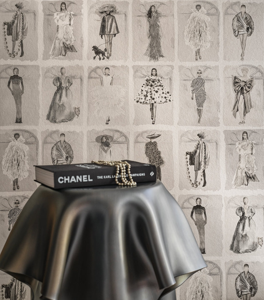 Cole & Son x Harrods Interior Design 175 Anniversary Edition Couture Carousel Window Wallpaper - Monochrome Pearl