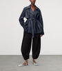 LOEWE Black Cotton-Silk Draped Barrel-Leg Trousers