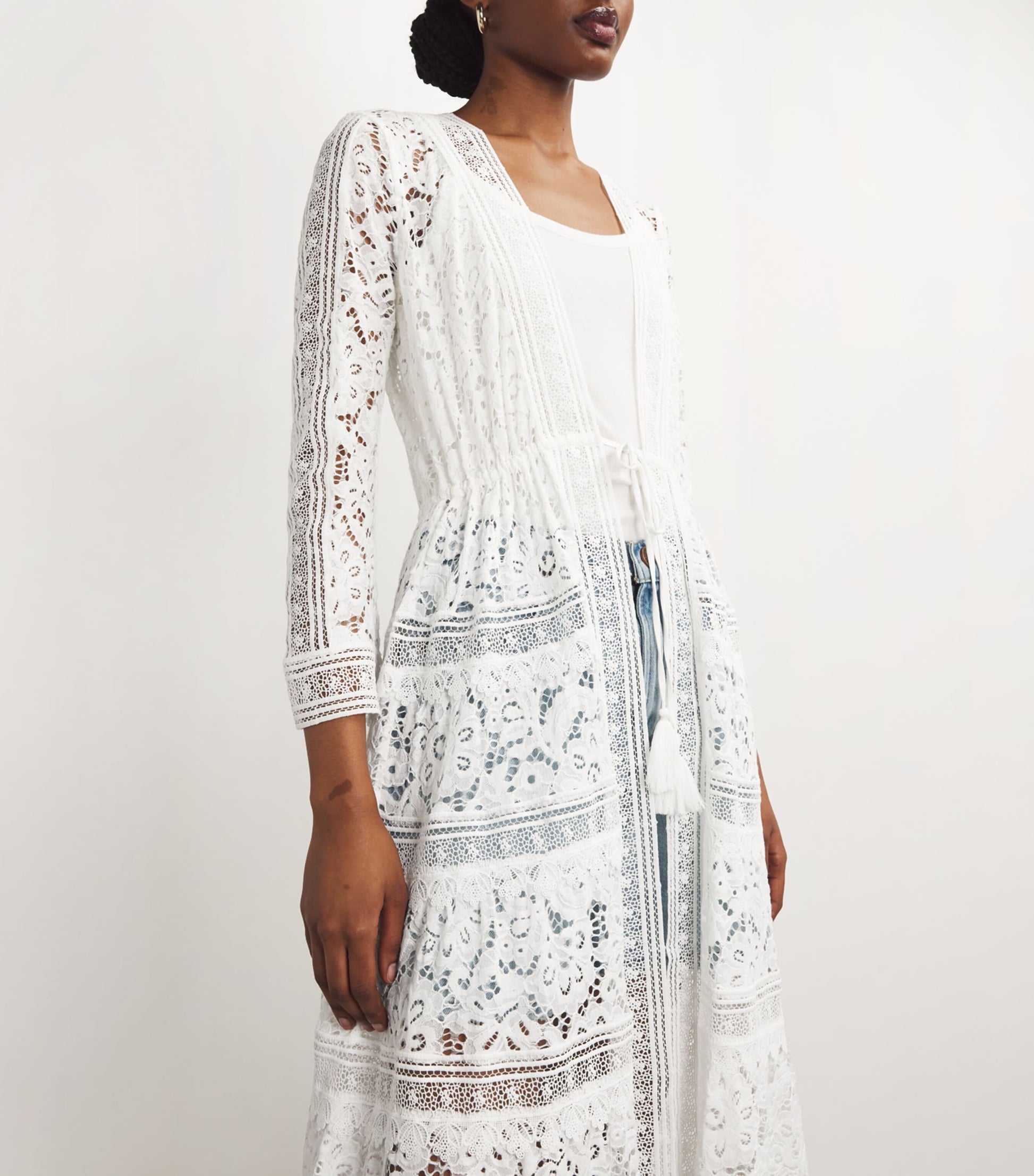 Alice+Olivia White Drawstring Talia Robe