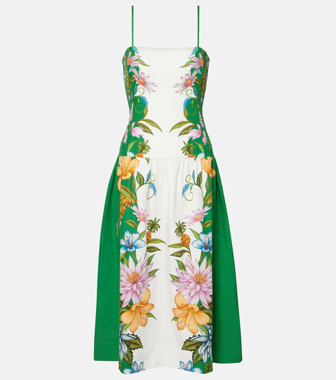 Farm Rio - Sweet Bloom linen-blend midi dress