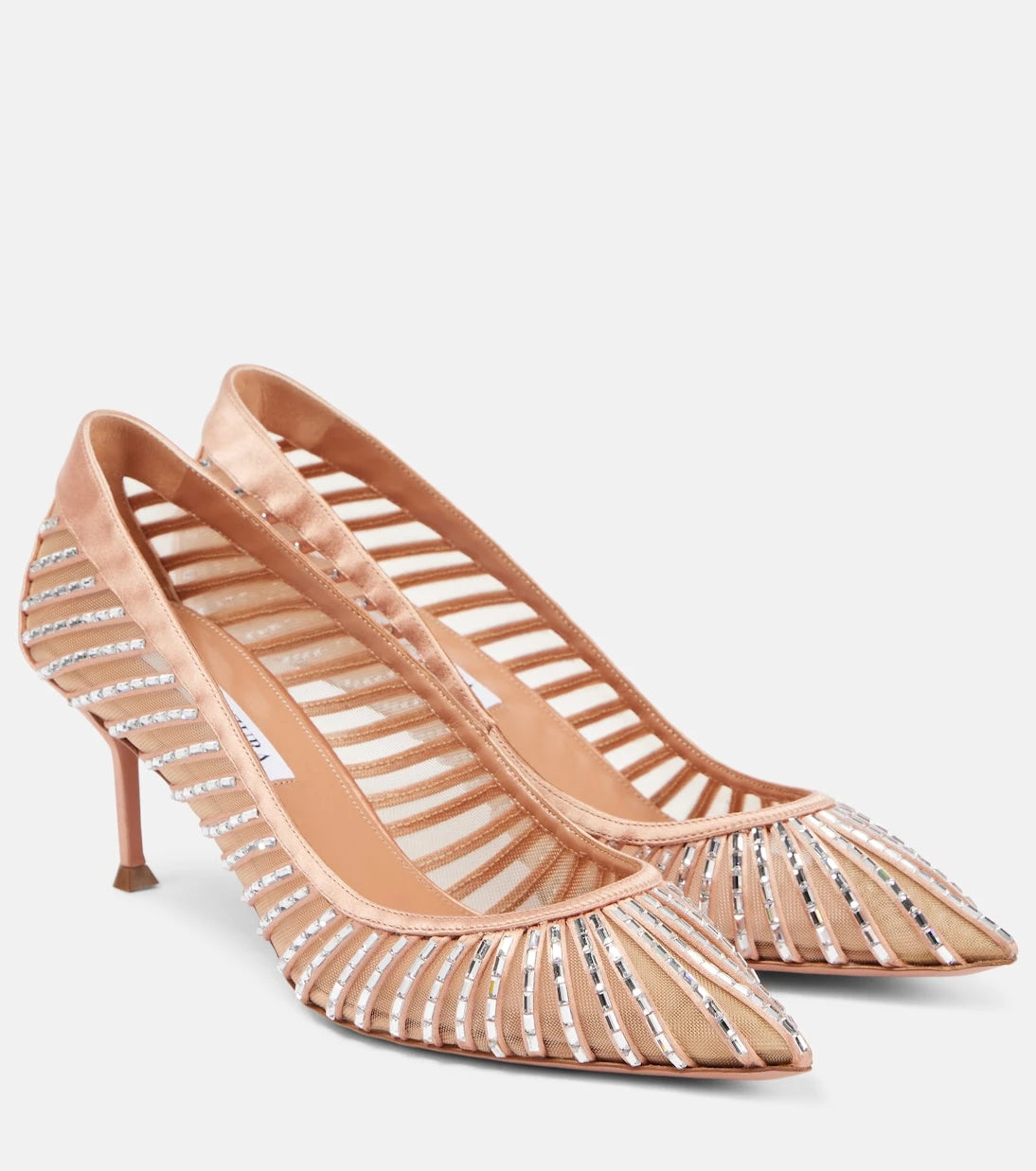Aquazzura - Passions Crystal 65 satin pumps