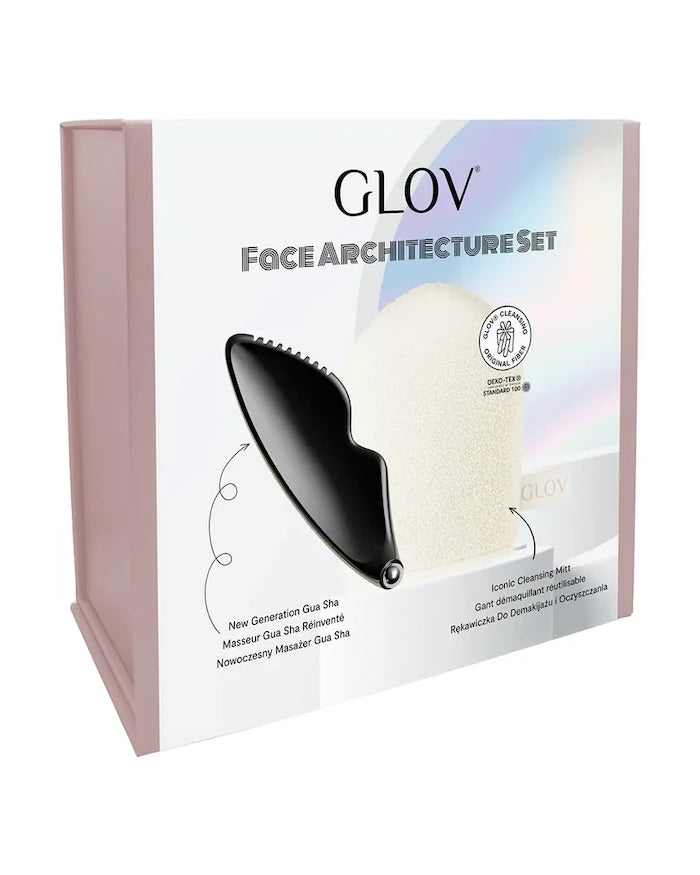 Комплект масажен камък гуа ша и ръкавица за премахване на грим GLOV Face Architecture Set