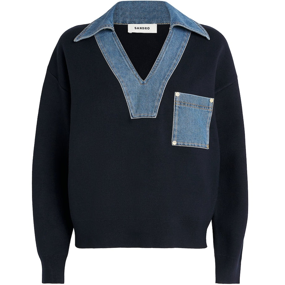 Denim-Trim Sweater