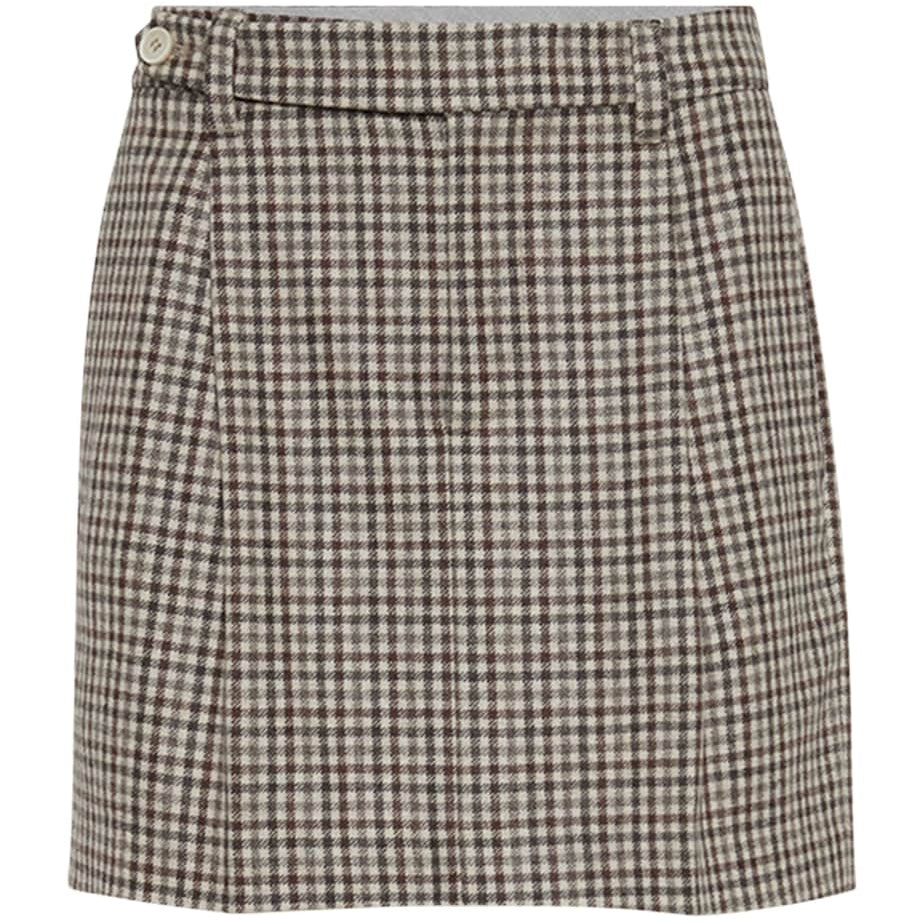 Brunello Cucinelli Beige Virgin Wool Check Mini Skirt