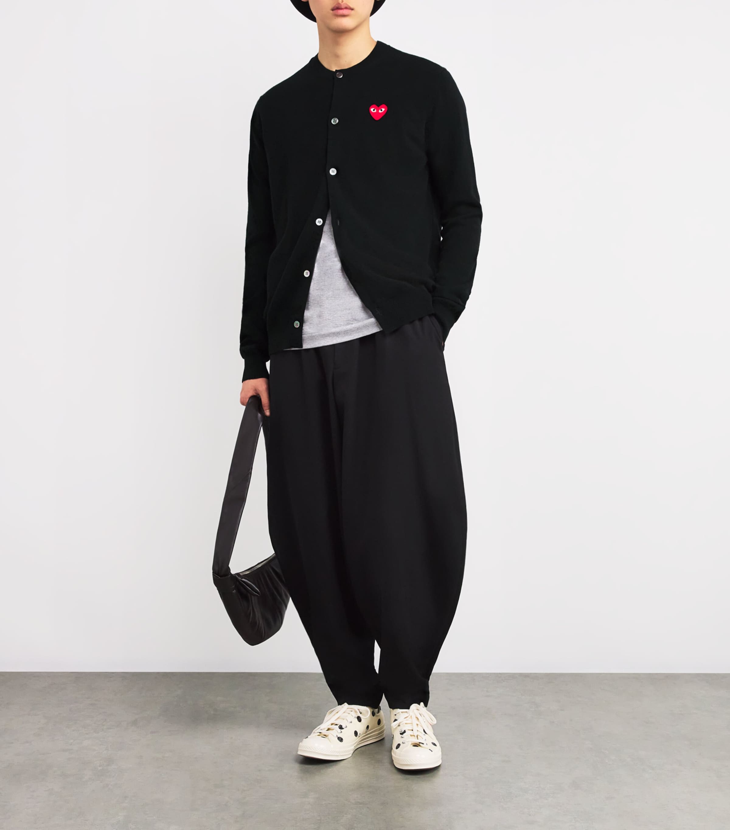 Comme Des Garçons Play Black Wool Heart Cardigan