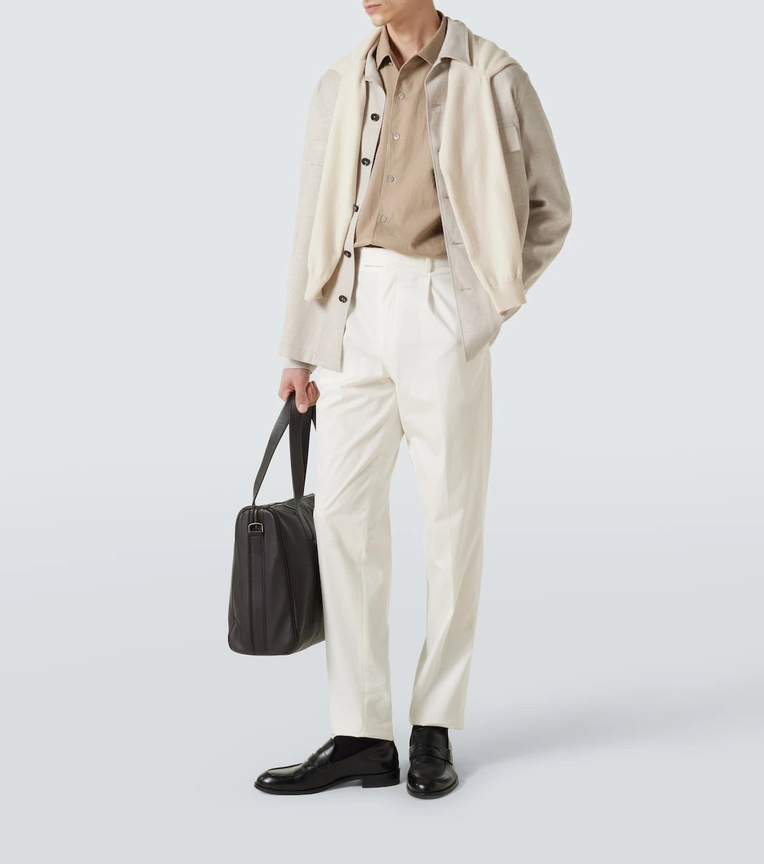 Zegna - قميص جينز من القطن والصوف