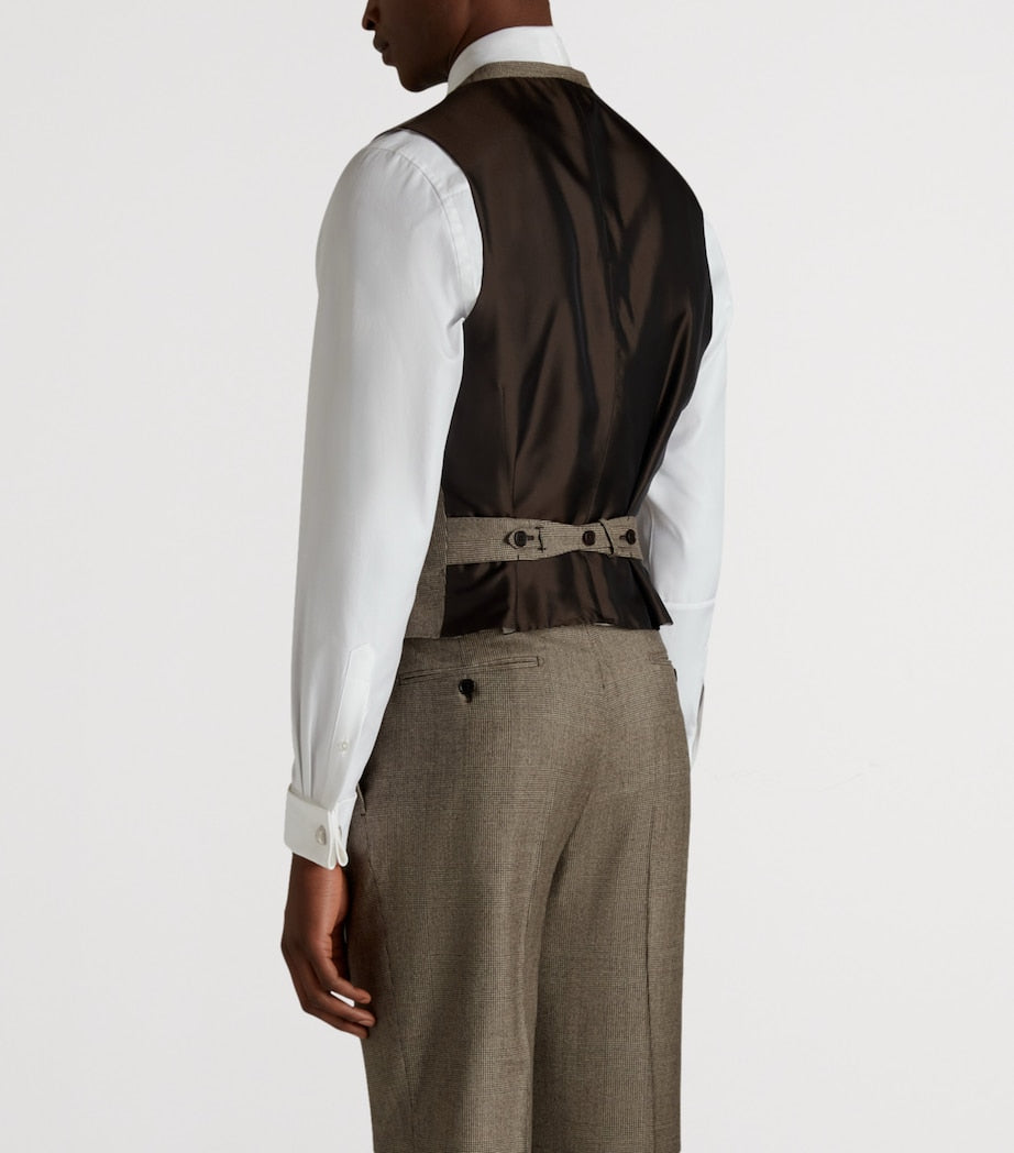 Wool Glen Check Double-Breasted Waistcoat